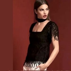 New Stone Cold Fox gothic romantic dripping Lace detail Blouse Top Sz 3 M-L $289